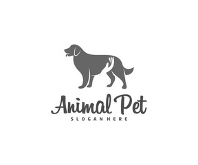 Care Pets Logo dog cat design vector template. Animals Veterinary clinic Logotype concept outline icon.