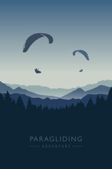 paragliding adventure on blue mountain background vector illustration EPS10