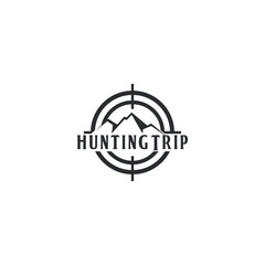 Hunting Trip logo design with target and mountain silhouette