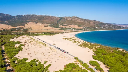 Foto op Plexiglas Bolonia strand, Tarifa, Spanje luchtfoto van het strand van Valdevaqueros, Spanje