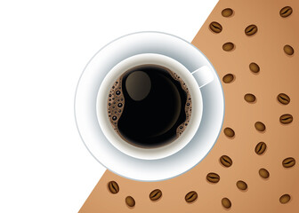 coffee break poster with cup and seeds
