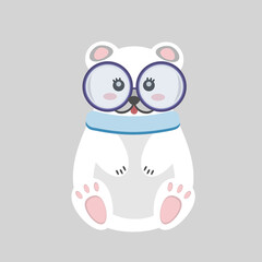 cute bear isolated on gray background, vector illustration for children in simple cartoon style