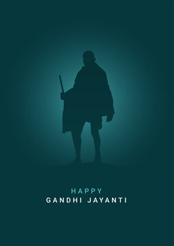 Happy Gandhi Jayanti 2nd October Minimal Poster - Vector