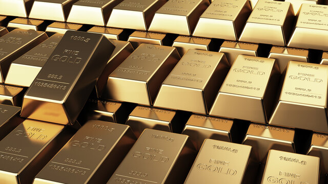 background of gold bars close up high quality 3d render image