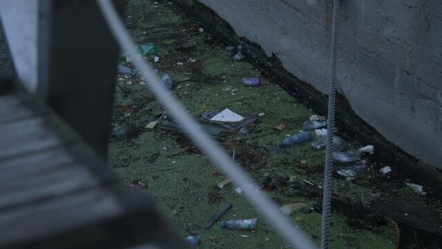 A lot of trash in the Seine river in Paris, France.
Discusting view on Paris.