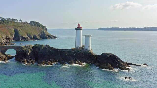 Lighthouse Petit Minou in the strait of Brest in Brittany France