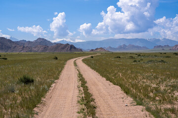 Road Bayan Olgi Valley Mongolia