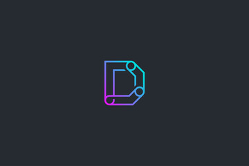 Minimal Geometrical Abstract Letter D Dark Background Logo Template