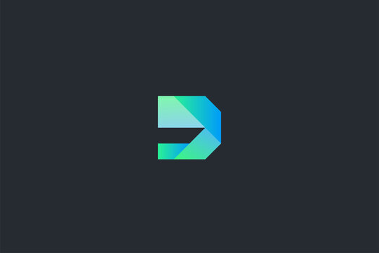 Minimal Geometrical Abstract Letter D Dark Background Logo Template
