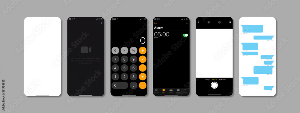 Poster collection display for mobile phone .keypad for template in touchscreen device app. mockup phone iso