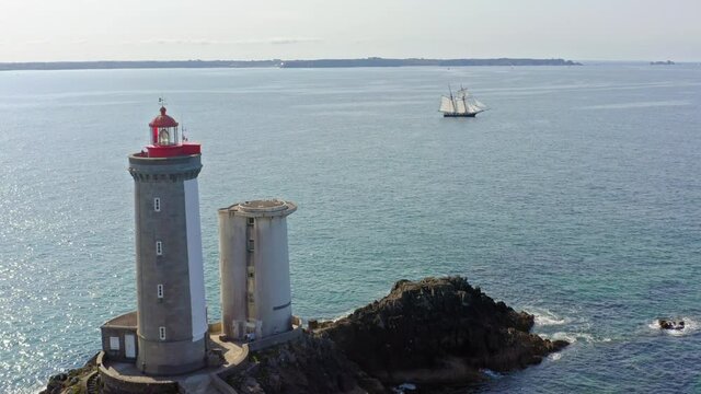 Lighthouse Petit Minou in the strait of Brest in Brittany France