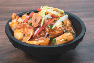 Tasty grilled shrimps with spices served on a plate