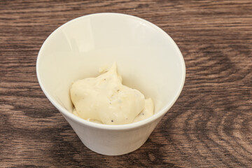 Fototapeta na wymiar Caesar cream sauce with parmesan and herbs