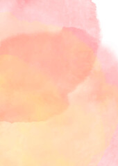 Obraz premium Pink-yellow watercolor background. Delicate peach color. Watercolor background for romantic, wedding card, invitation.