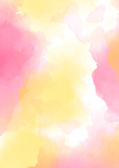 Pink-yellow watercolor background. Delicate peach color. Watercolor background for romantic, wedding card, invitation.