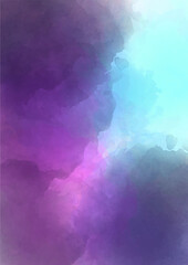 Blue violet hand painted watercolor background.