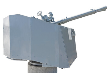 old anti-aircraft cannon on white