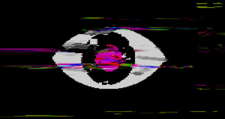 Cyber eye symbol modern glitch