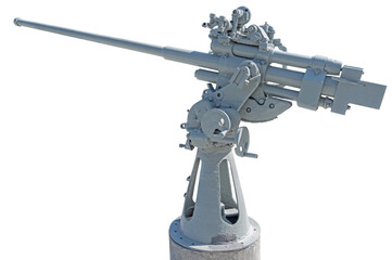 Ship cannon of period 1941-1945 years on white