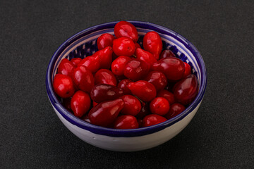 Sweet and ripe cornel berries