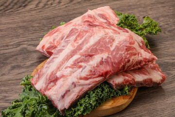 Raw pork ribs for cooking
