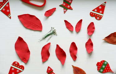 Master class on needlework. Step by step instructions on how to make a Christmas poinsettia flower...