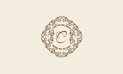 Stylish and elegant monogram with letter C. Elegant vector logo template for invitation, label, business.
