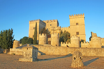 Ampudia Castle , Spain in morning light	
