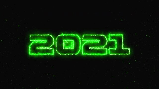 Two Thousand Twenty-One Numeric Number Animation. Lighting Effects Title Animation. Electric Lighting Energy Animation. Blue Color. 4k Video.