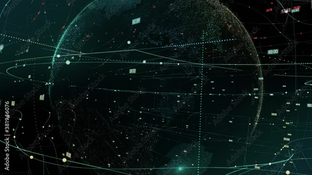 Canvas Prints spinning earth with digital data grid