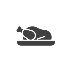 Thanksgiving turkey vector icon. filled flat sign for mobile concept and web design. Turkey on a tray glyph icon. Symbol, logo illustration. Vector graphics