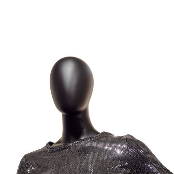 Top of black faceless mannequin on isolated background