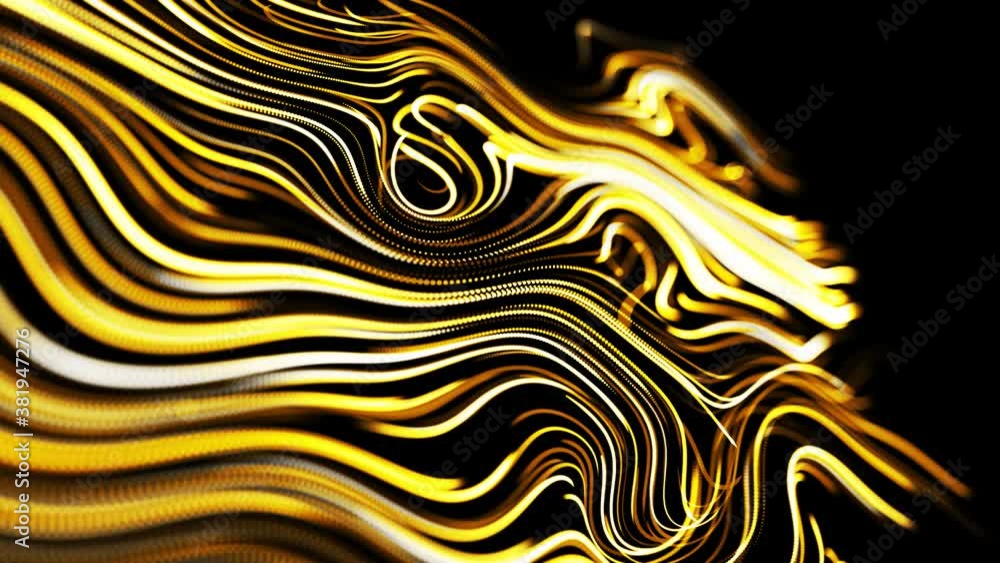 Aufkleber yellow flow of particles forms curled glow lines or light streaks like glow trails, lines form swirl