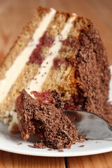 Layer Cake with cream with grated chocolate topping