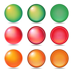 Set of 3 types & 3 color icons and button graphic materials