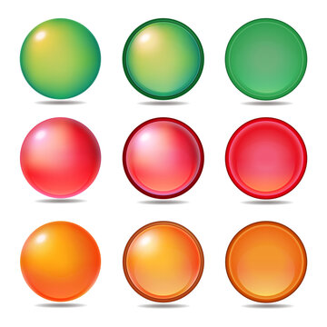 Set of 3 types & 3 color icons and button graphic materials