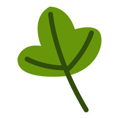 Hand drawn triple autumn leaf isolated on white background. Yellowish green. Doodle cartoon style. Botanical sketch. Nature and ecology. For templates, postcards, scrapbooking, prints and patterns