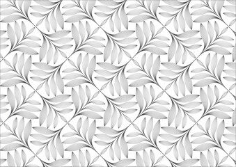 Fototapeta na wymiar linear vector pattern, repeating abstract Geometry background, gray line of leaf or flower, floral. graphic clean design for fabric, wallpaper etc. pattern is on swatches panel.