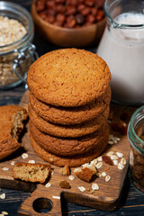 fresh oatmeal cookies and baked goods, vertical top view