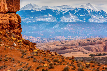 La Sal Mountains in Arches National Park, Utah