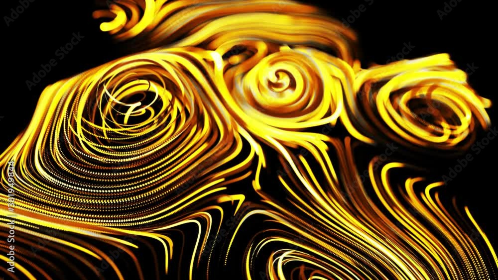 Aufkleber yellow flow of particles forms curled glow lines or light streaks like glow trails, lines form swirl