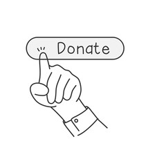 Businessman or man presses a button with the inscription Donate.