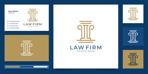Fototapeta na wymiar Symbol of the law firm logo design premium justice. law firm, law offices, attorney services, luxury logo design inspiration. Premium Vector