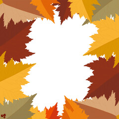 Naklejka na ściany i meble Frame of autumn leaves on a white background. Vector illustration.