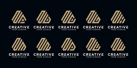 Set of creative abstract monogram letter n and etc logo design template