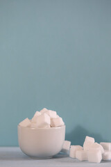 sugar cubes on blue background