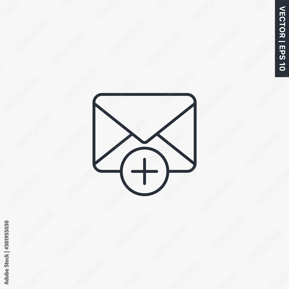 Poster add email, linear style sign for mobile concept and web design