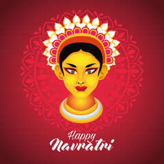 happy navratri celebration with goddess amba