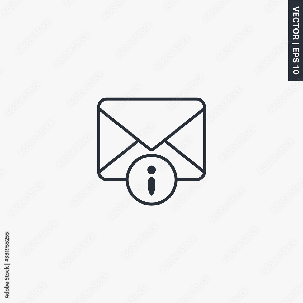 Poster mail warning, linear style sign for mobile concept and web design