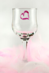 Standing glass with a red heart